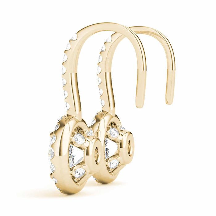 1.30 - 2.36CTW Lab - Grown Diamond 14K Gold Halo Hook Earrings - WJD Exclusives