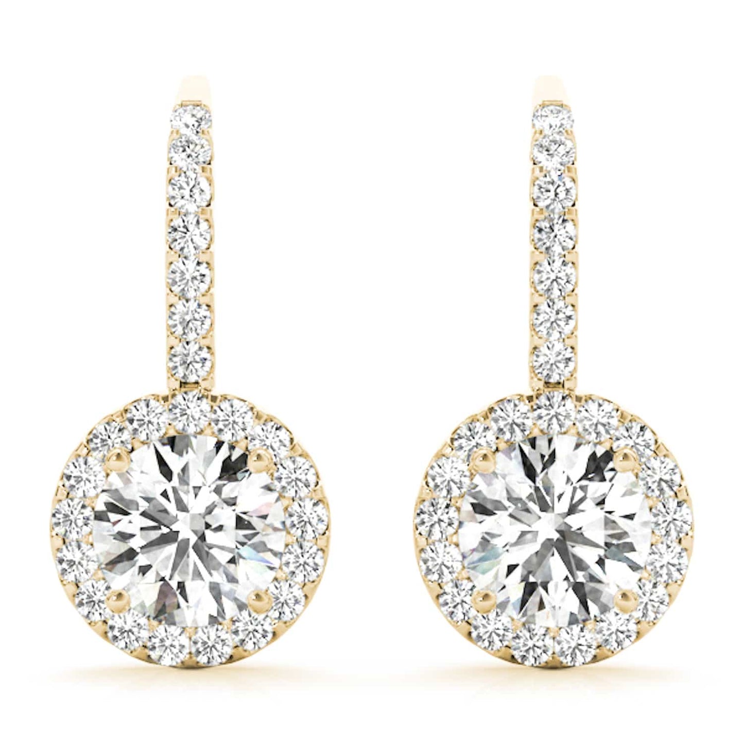 1.30-2.36CTW Lab-Grown Diamond 14K Gold Halo Hook Earrings