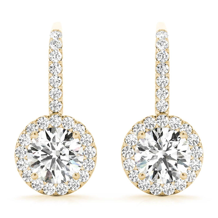 1.30 - 2.36CTW Lab - Grown Diamond 14K Gold Halo Hook Earrings - WJD Exclusives