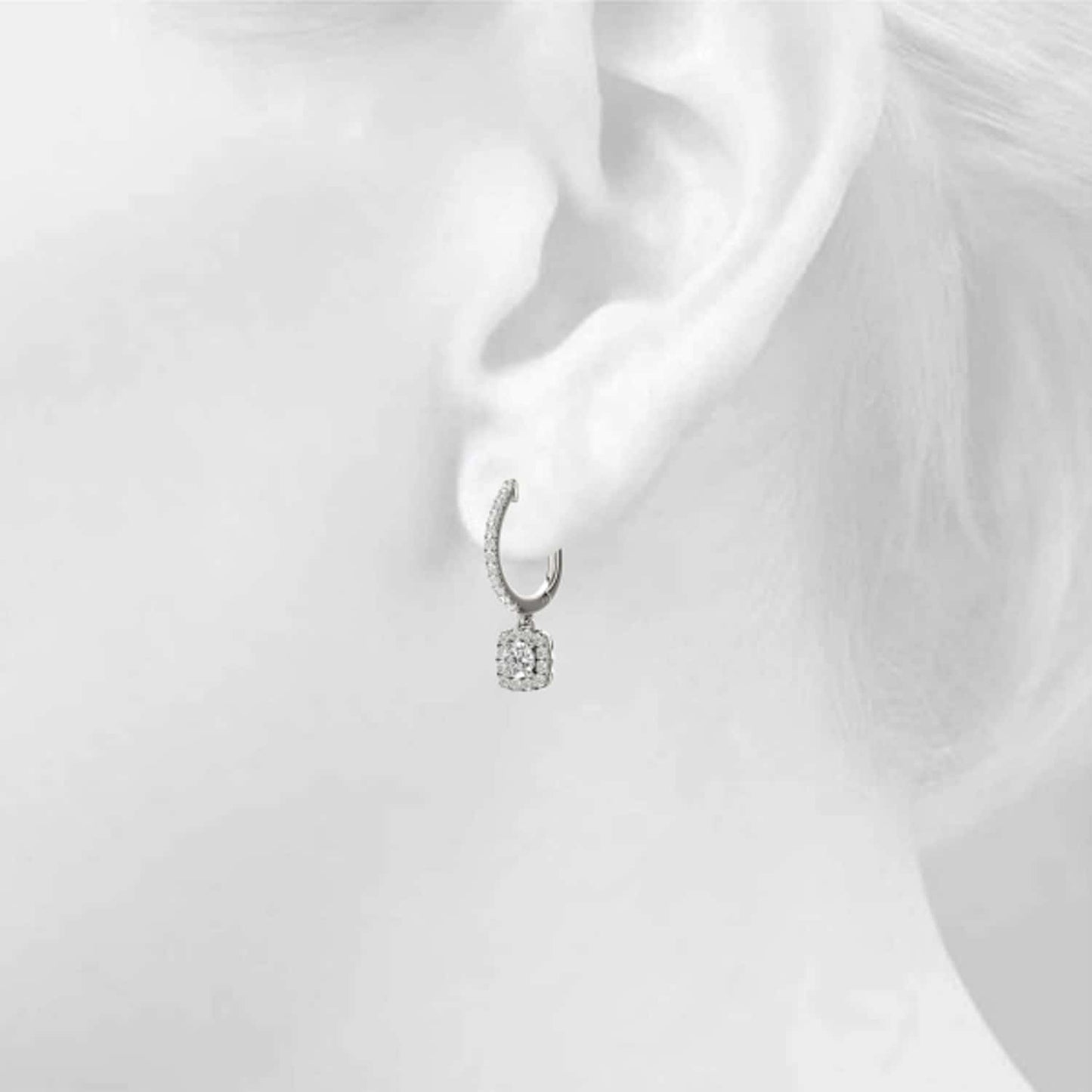 1.62-2.92CTW Lab-Grown Diamond 14K White Gold Round Drop  Halo Earrings