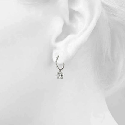 1.62-2.92CTW Lab-Grown Diamond 14K White Gold Round Drop  Halo Earrings