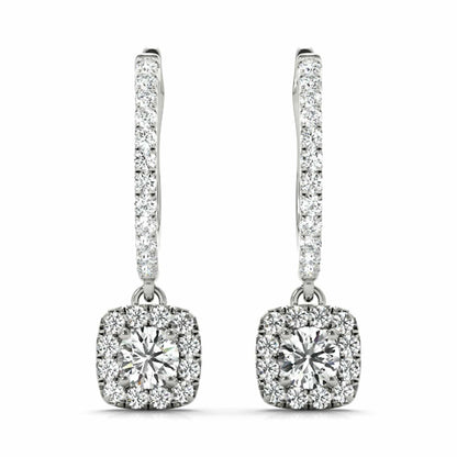 1.62-2.92CTW Lab-Grown Diamond 14K White Gold Round Drop  Halo Earrings