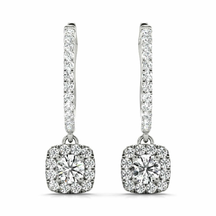 1.62 - 2.92CTW Lab - Grown Diamond 14K White Gold Round Drop Halo Earrings - WJD Exclusives