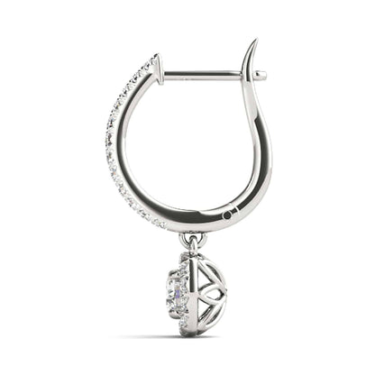 1.62-2.92CTW Lab-Grown Diamond 14K White Gold Round Drop  Halo Earrings