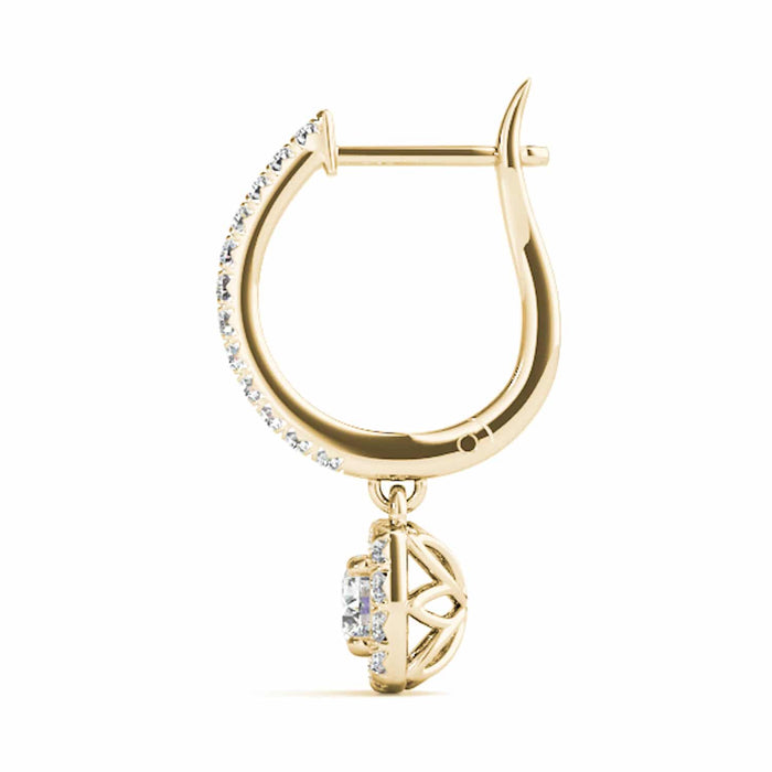 .50 - 1CTW Lab - Grown Diamond 14K Gold Round Drop Halo Earrings - WJD Exclusives