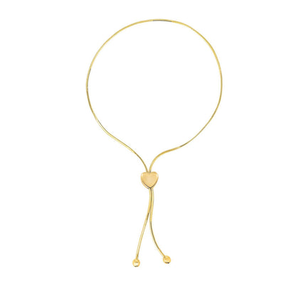14K Gold Yellow Slide Heart Snake Medallion Bracelet Adjustable