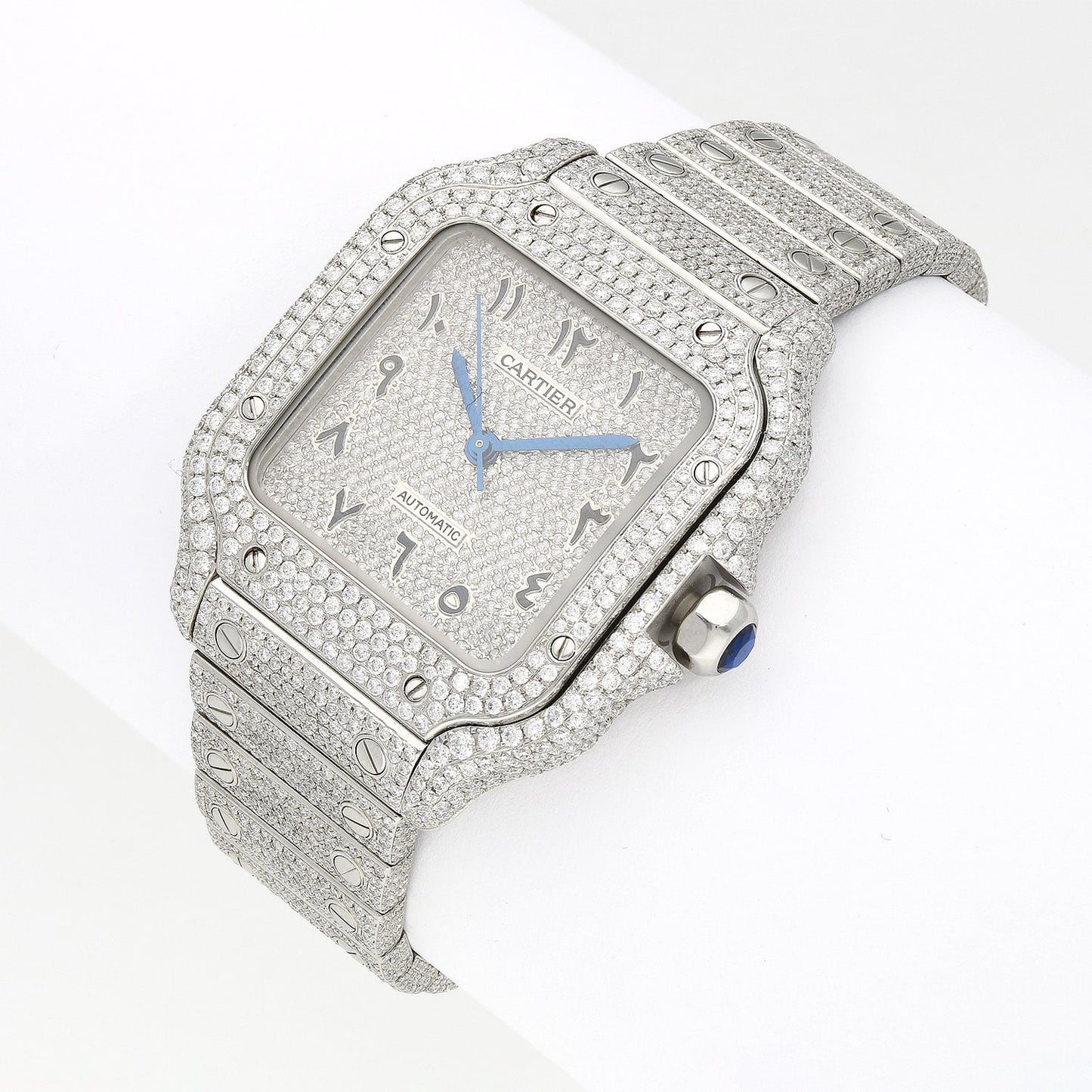 Cartier Santos 35mm Diamond Stainless Steel Roman & Arabic Dial Automatic Watch