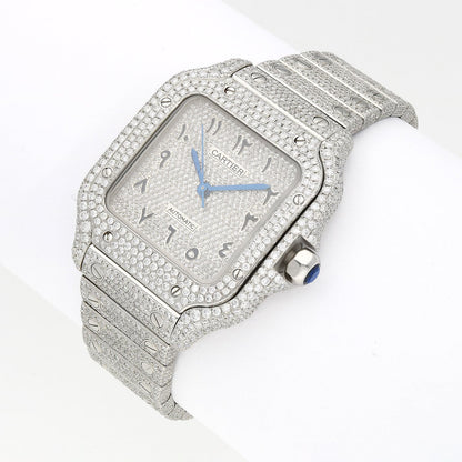 Cartier Santos 35mm Diamond Stainless Steel Roman & Arabic Dial Automatic Watch