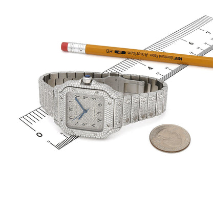 Cartier Santos 35mm Diamond Stainless Steel Roman & Arabic Dial Automatic Watch