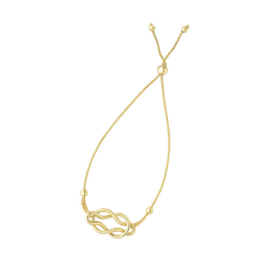 14K Gold Yellow Celtic Knot Friendship Medallion Bolo Bracelet Adjustable