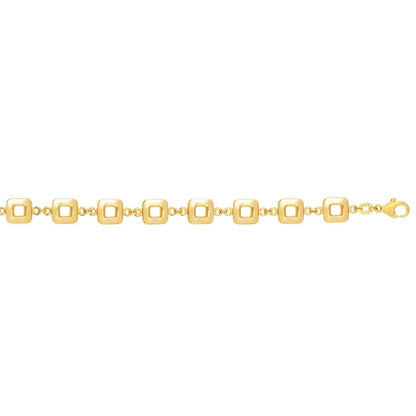 14K Gold Yellow 9mm Puffed Square Cube Bracelet 7.5"