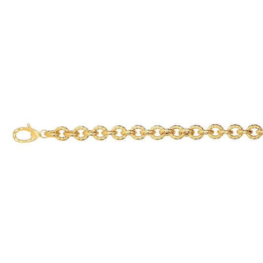 14K Gold Yellow 9mm Round Twisted Rope Bracelet 8"