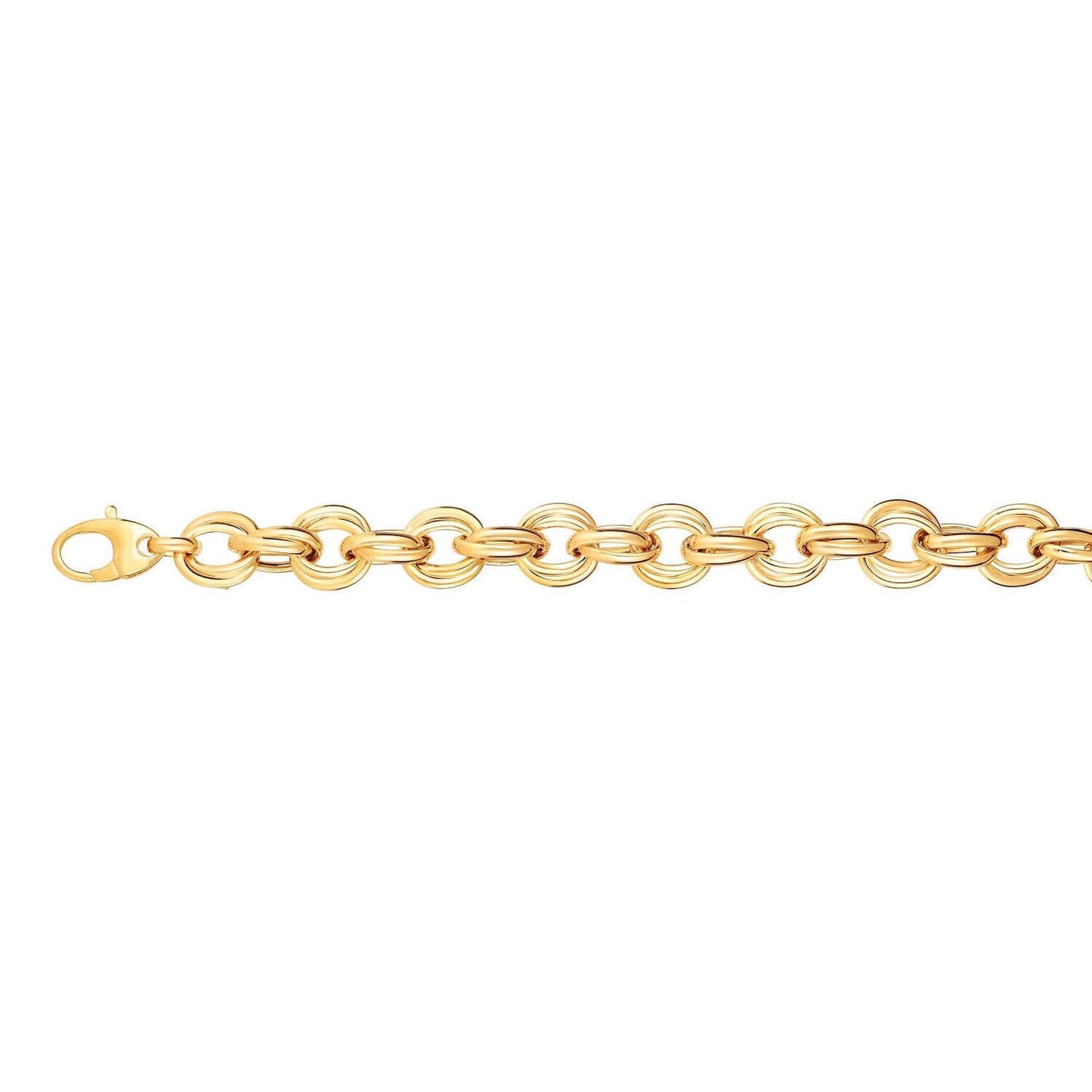 14K Gold 12mm Double Rolo Bracelet 8"