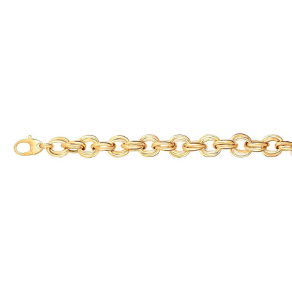 14K Gold 12mm Double Rolo Bracelet 8"