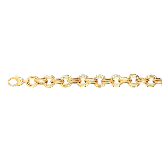 14K Gold 12mm Double Rolo Bracelet 8"
