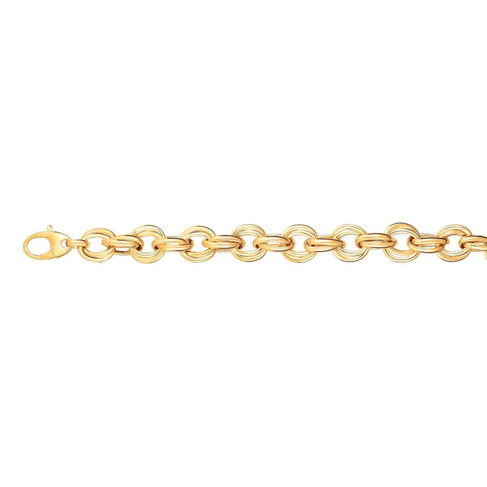 14K Yellow Gold 12mm Double Rolo Bracelet (Hollow) 8" - WJD Exclusives