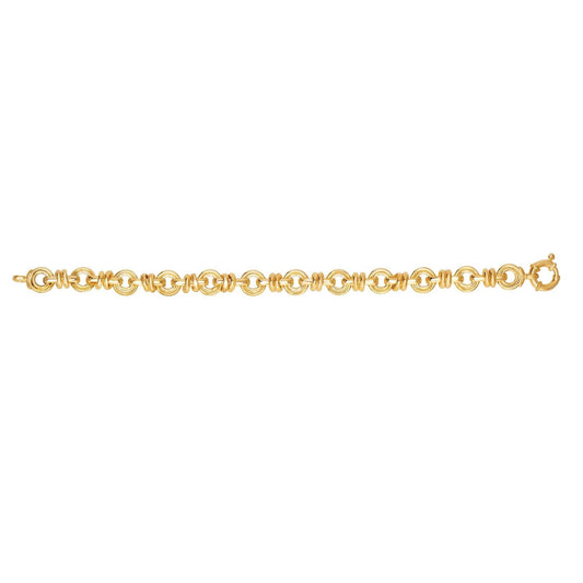 14K Gold Yellow 8mm Round Oval Bracelet 7.5"
