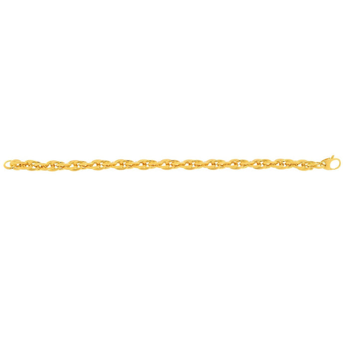 14K Yellow Gold 6.5mm Double Oval Rolo Bracelet (Hollow) 7.5" - WJD Exclusives