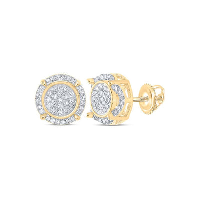 0.25CTW Natural Diamond 10K Yellow Gold Round Cluster Stud Earrings - WJD Exclusives