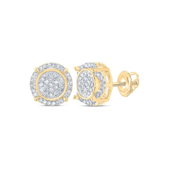 0.25CTW Natural Diamond 10K Yellow Gold Round Cluster Stud Earrings - WJD Exclusives
