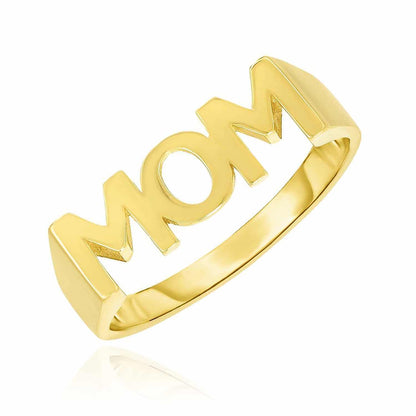 14K Gold "MOM" Signet Ring