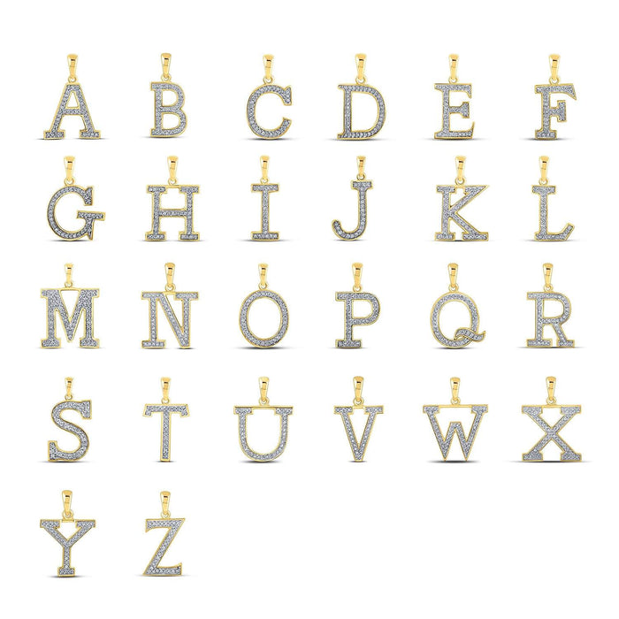 .08CTW Natural Diamond 10K Yellow Gold Initial Letter Pendant - WJD Exclusives