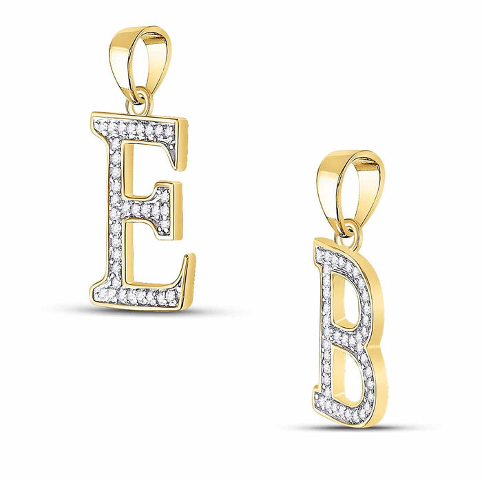 .08CTW Natural Diamond 10K Yellow Gold Initial Letter Pendant - WJD Exclusives