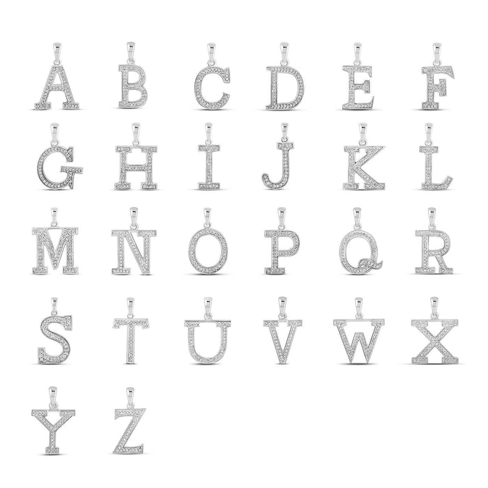 .08CTW Natural Diamond 10K White Gold Initial Letter Pendant - WJD Exclusives