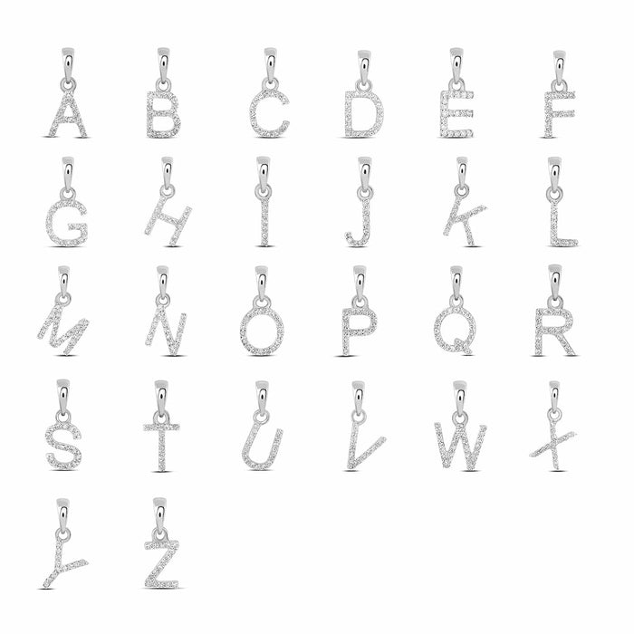 .03CTW Natural Diamond 10K White Gold Initial Letter Pendant - WJD Exclusives