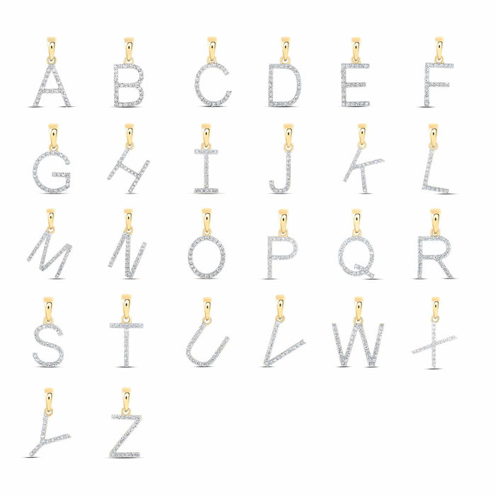 .09CTW Natural Diamond 10K Yellow Gold Initial Letter Pendant - WJD Exclusives