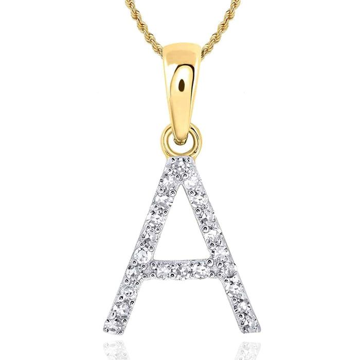.09CTW Natural Diamond 10K Yellow Gold Initial Letter Pendant - WJD Exclusives