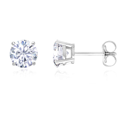 Charles & Colvard Forever One Moissanite 14K White Gold Stud Earrings 4mm - 8mm - WJD Exclusives
