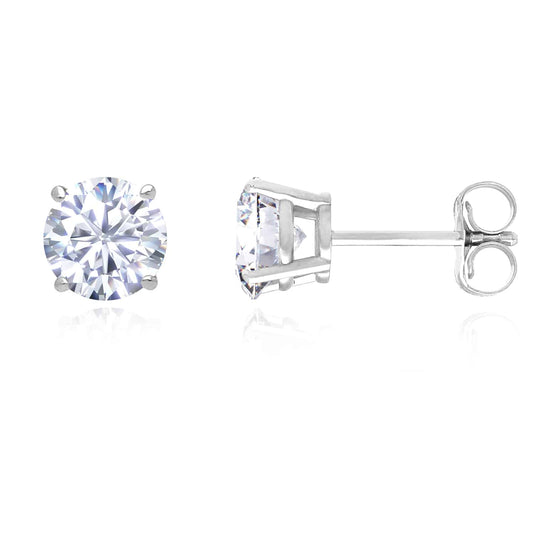 Charles & Colvard Forever One Moissanite 14K White Gold Stud Earrings 4mm-8mm