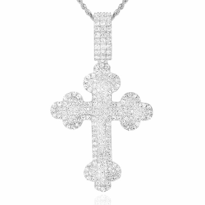 2CTW Natural Diamond 10K Gold Yellow White Rose Pave Orthodox Cross Pendant - WJD Exclusives