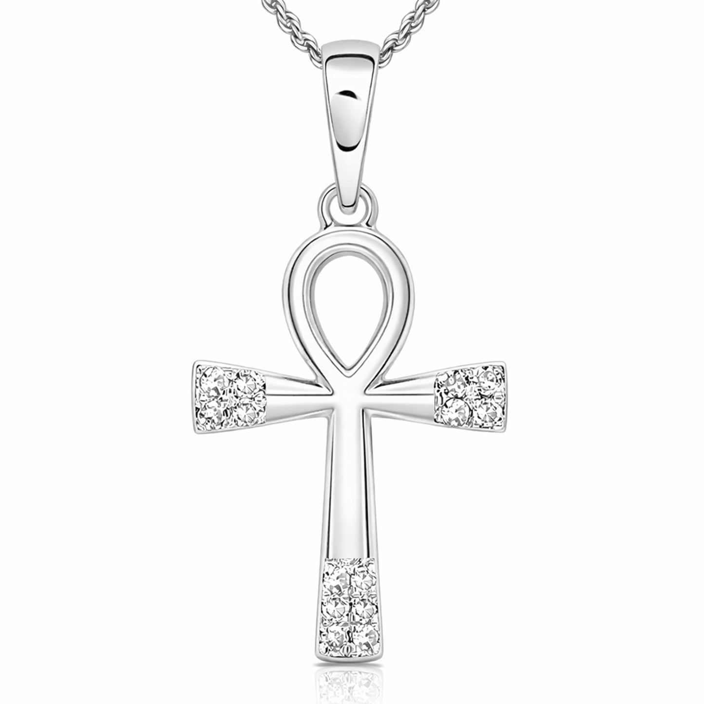 .05CTW Natural Diamond 10K Gold Yellow White Rose Ankh Cross Pendant