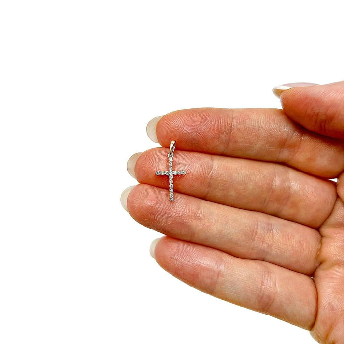 .10CTW Natural Diamond 10K Gold Yellow White Rose Bezel Cross Pendant - WJD Exclusives