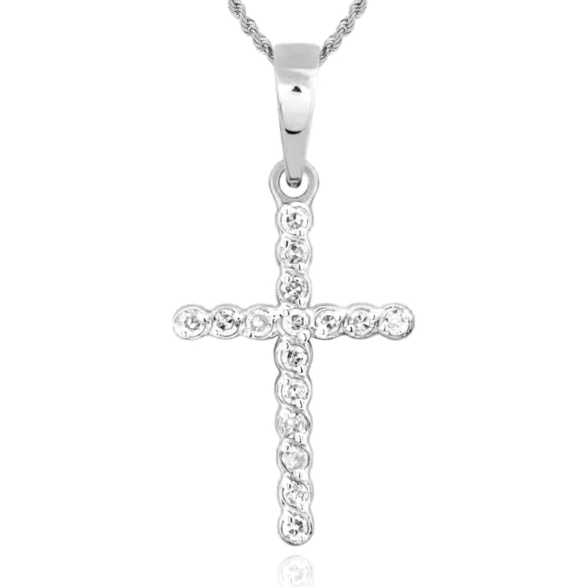 .10CTW Natural Diamond 10K Gold Yellow White Rose Bezel Cross Pendant - WJD Exclusives