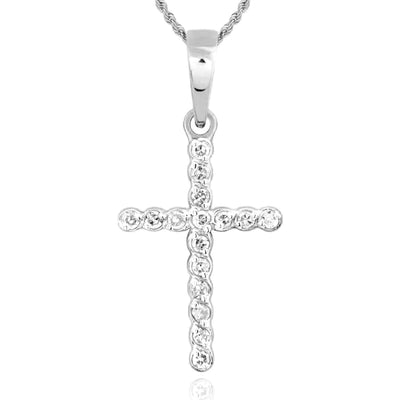 .10CTW Natural Diamond 10K Gold Yellow White Rose Bezel Cross Pendant - WJD Exclusives