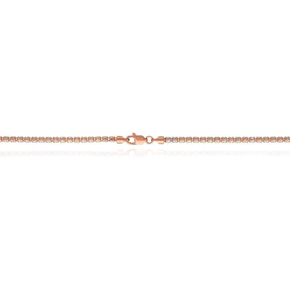 14K Rose Gold 2.5mm Diamond-Cut Ice Pave Mesh Chain Necklace 16"-24"