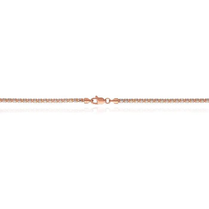 14K Rose Gold 2.5mm Diamond - Cut Ice Pave Mesh Chain (Solid Links) 16" - 24" - WJD Exclusives