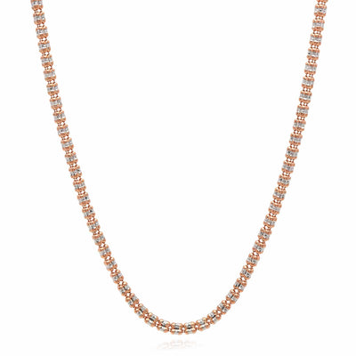 14K Rose Gold 2.5mm Diamond - Cut Ice Pave Mesh Chain (Solid Links) 16" - 24" - WJD Exclusives