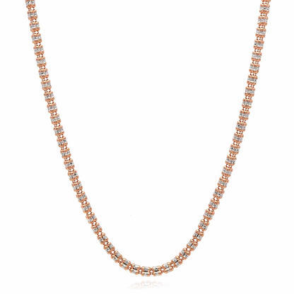 14K Rose Gold 2.5mm Diamond-Cut Ice Pave Mesh Chain Necklace 16"-24"