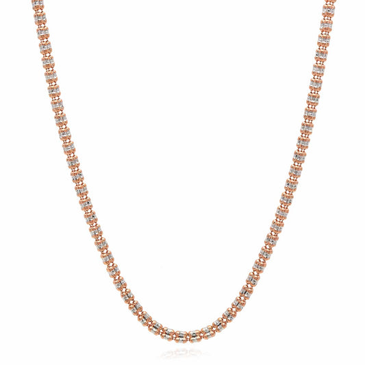 14K Rose Gold 2.5mm Diamond-Cut Ice Pave Mesh Chain Necklace 16"-24"