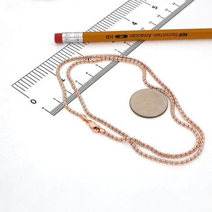 14K Rose Gold 2.5mm Diamond-Cut Ice Pave Mesh Chain Necklace 16"-24"