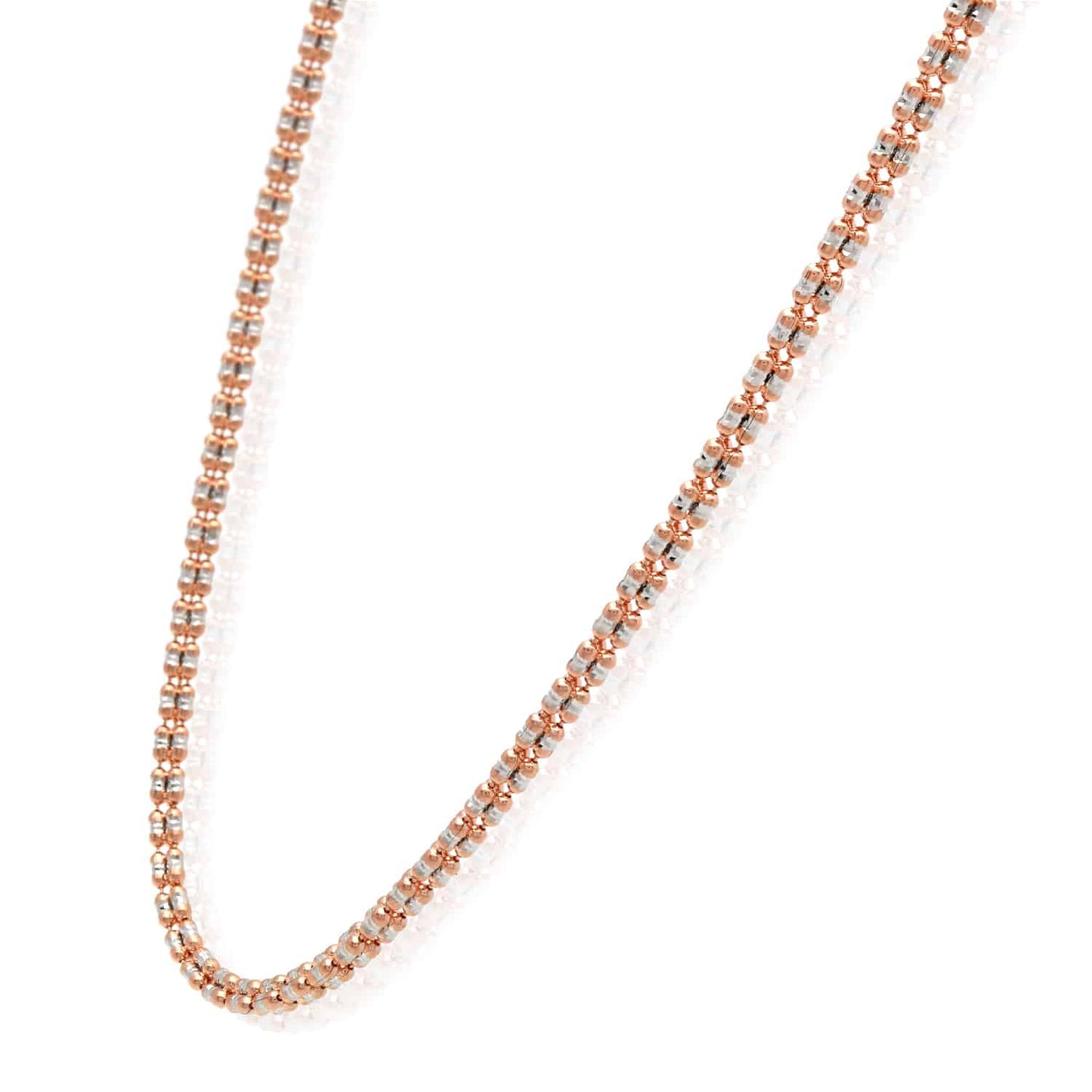 14K Rose Gold 2.5mm Diamond-Cut Ice Pave Mesh Chain Necklace 16"-24"