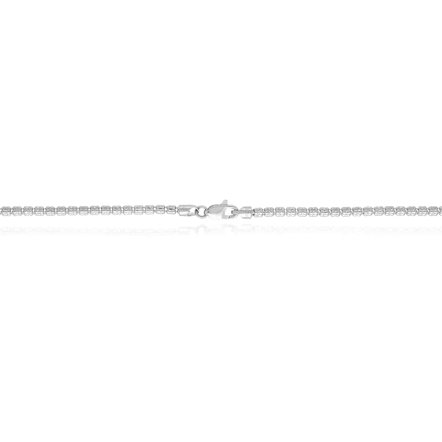 14K White Gold 2.5mm Diamond-Cut Ice Pave Mesh Chain Necklace 16"-24"