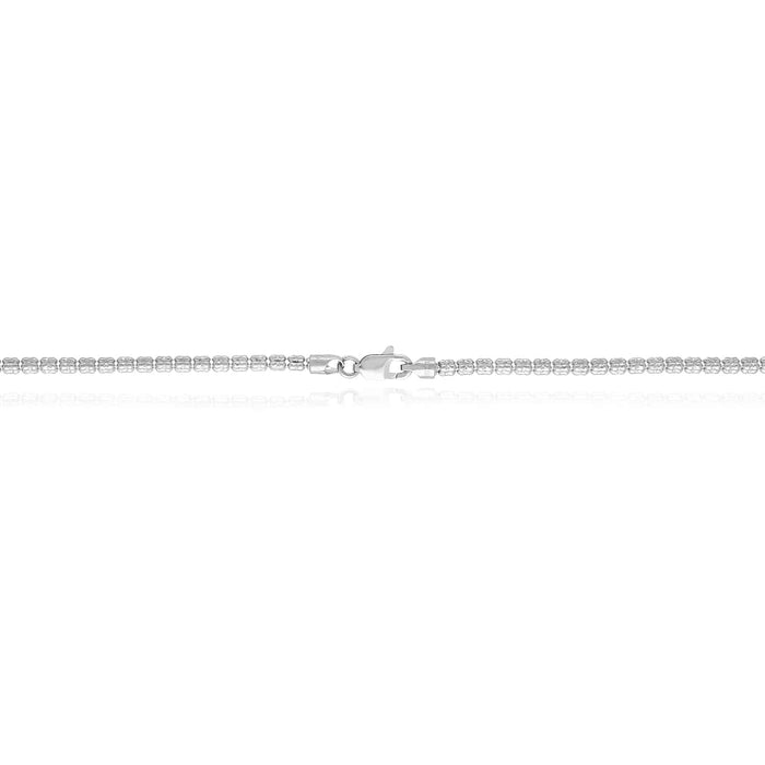 14K White Gold 2.5mm Diamond - Cut Ice Pave Mesh Chain (Solid Links) 16" - 24" - WJD Exclusives