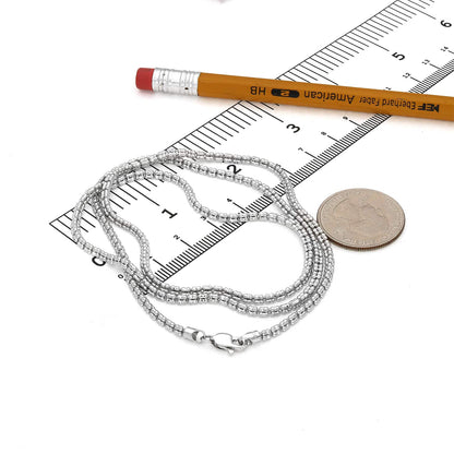 14K White Gold 2.5mm Diamond-Cut Ice Pave Mesh Chain Necklace 16"-24"