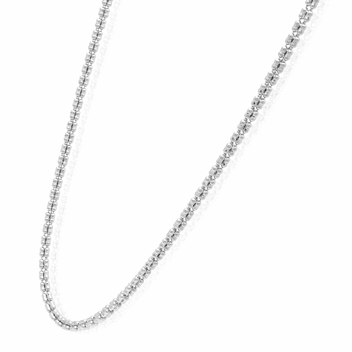 14K White Gold 2.5mm Diamond-Cut Ice Pave Mesh Chain Necklace 16"-24"