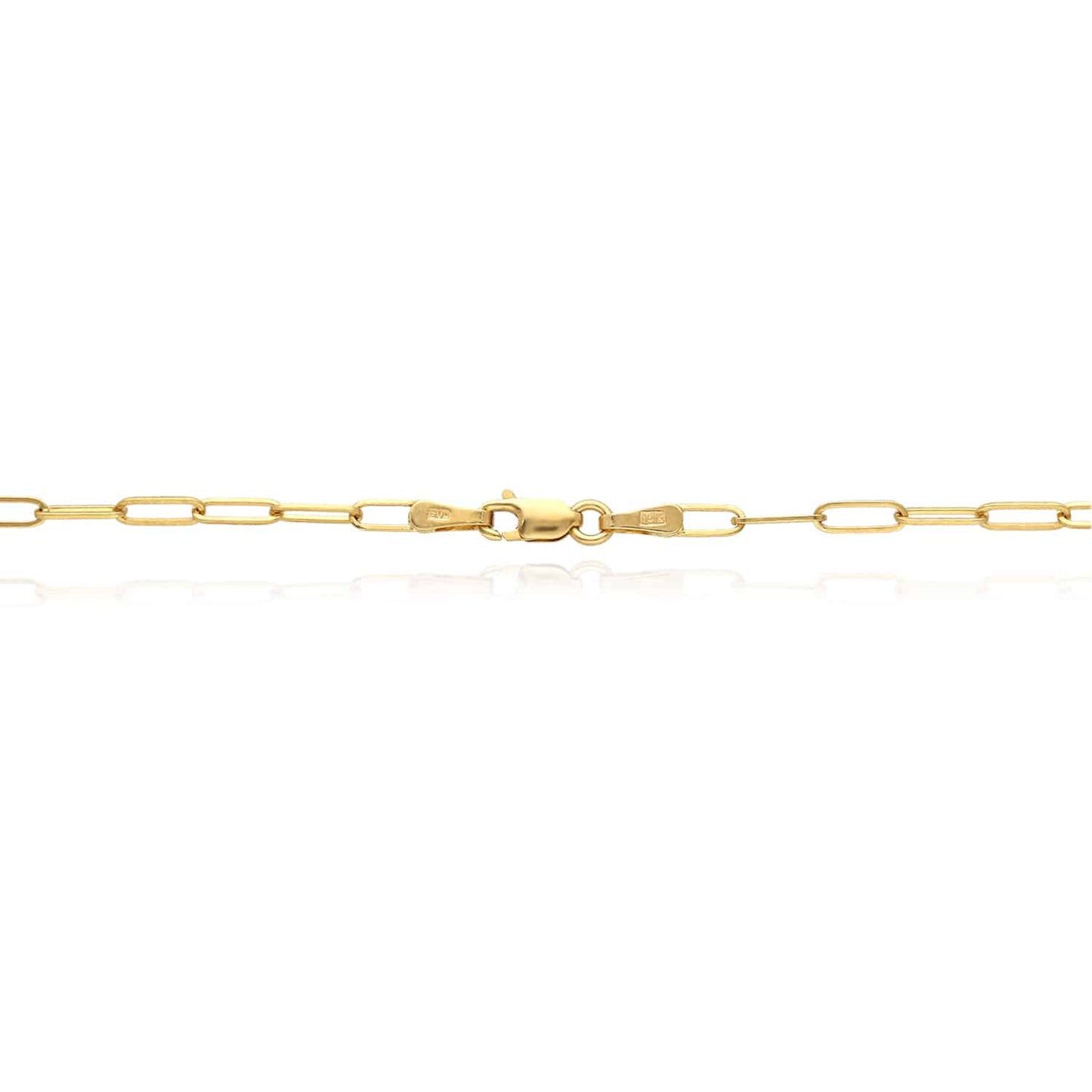 14K Gold 2mm Paperclip Chain Necklace 16"-22"